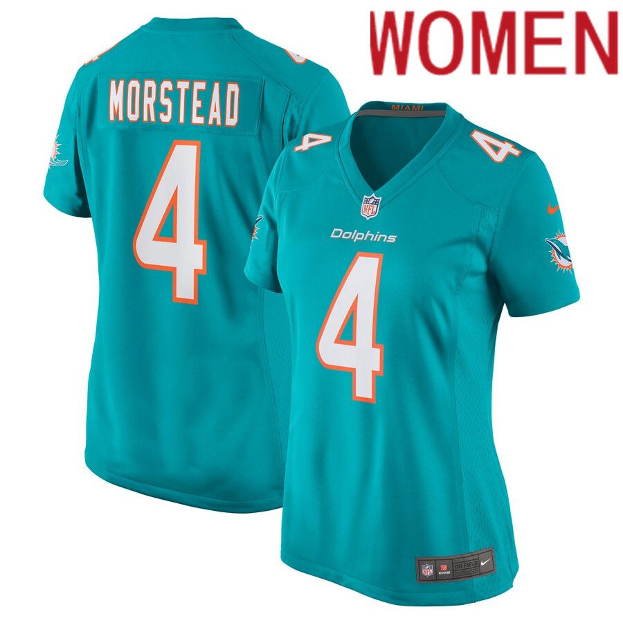 Women Miami Dolphins 4 Thomas Morstead Nike Aqua Game NFL Jersey